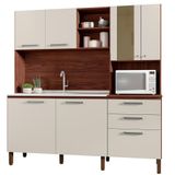 Cozinha Compacta 7 Portas 2 Gavetas 182 Cm Mega Nogueira Off White Ktp