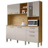 Cozinha Compacta 7 Portas 2 Gavetas 182 Cm Mega Freijo Soft Ktp