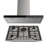 Kit Inox Cooktop A Gás 5 Bocas E Coifa De Ilha 90 Cm Oster 110v