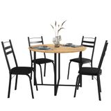 Conjunto Mesa Sala De Jantar Com 4 Cadeiras Tampo Redondo 1m Madeirado Leia Preto Artefamol