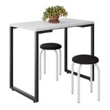 Mesa De Cozinha Bistrô Porto Branco 90cm Com 2 Banquetas Industriais Maviê Preto/branco - Mpozenato