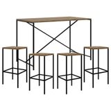 Mesa Para Área Gourmet E 4 Banquetas Altas Steel Quadra Vermont Base Preta - Artesano