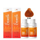 Kit Beleza Ruiva Cor 8.44 + Oxigenada 30 Volumes 04 Unidades