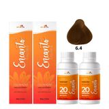 Kit Beleza Ruiva Cor 6.4 + Oxigenada 20 Volumes 04 Unidades