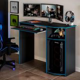 Escrivaninha Para Pc Gamer Mesa De Escritorio - Preto E Azul