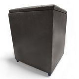 Puff Baú Banqueta Quadrado Cubo Decorativo Courino E Suede Marrom Suede