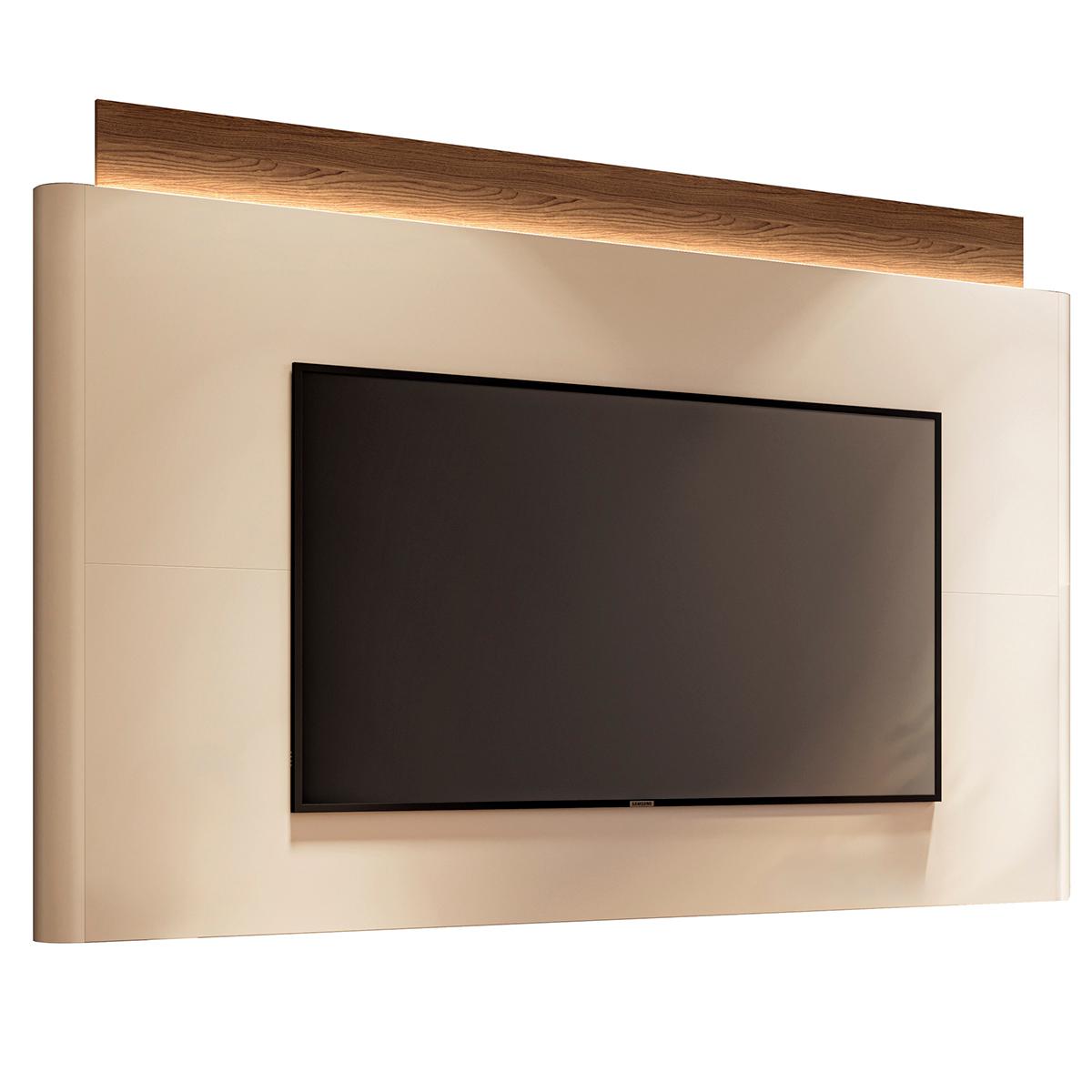 Painel Nobre Com Led Para Tv Até 85 Polegadas 208,5 Cm Off White/castanho