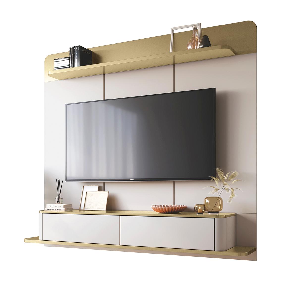Painel Home Suspenso Galax Tv Até 70" Polegadas Off White/campanhe