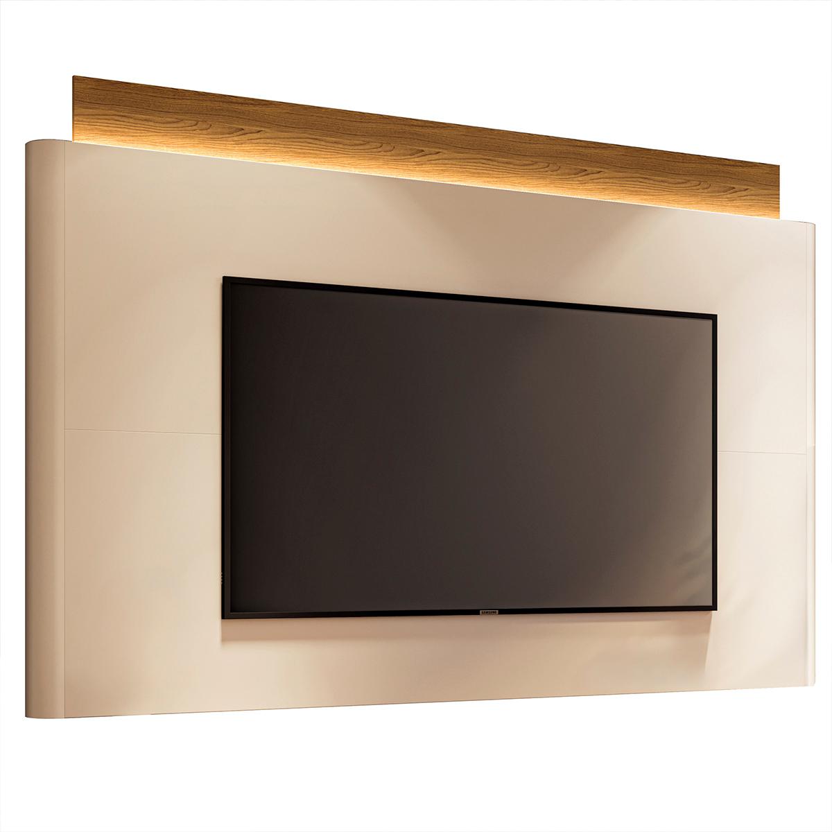 Painel Nobre Com Led Para Tv Até 85 Polegadas 208,5 Cm Off White/cinamomo