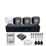 Kit Cftv 3 Câmera De Segurança Intelbras Vhd 3220b Full Color Com Áudio Dvr 4ch C/hd 500gb