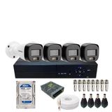 Kit Cftv 4 Câmera De Segurança Intelbras Vhd 3220b Full Color Com Áudio Dvr 4ch C/hd 500gb