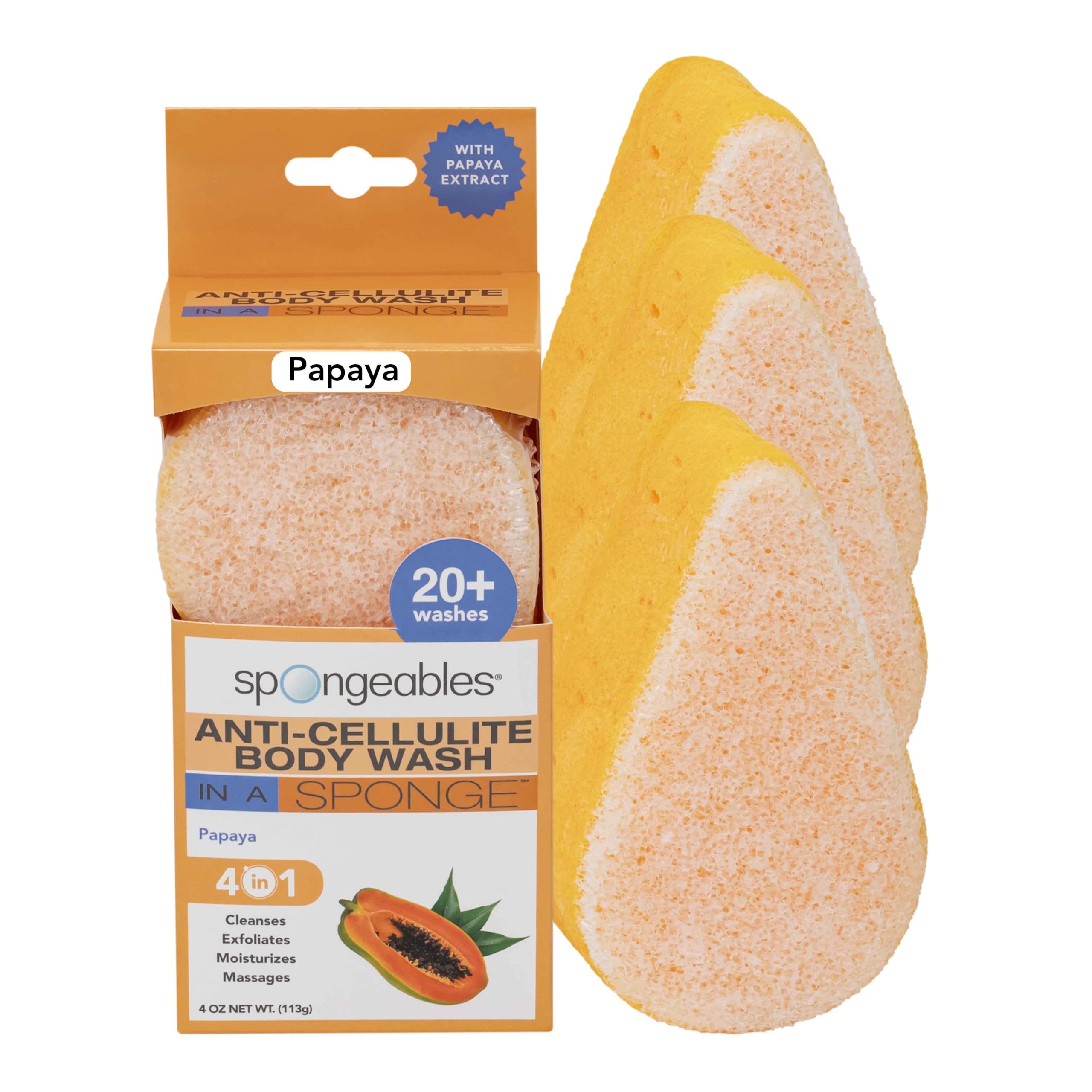 Esponja Para Lavagem Corporal, Esponja, Anticelulite, Mamão, 3 Unidades