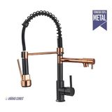 Torneira Gourmet Monocomando Cozinha 53cm Spray Rosé Preto