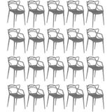 Kit 20 Cadeiras De Jantar Allegra Design Empilhável - Cinza Escuro