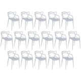 Kit 16 Cadeiras De Jantar Allegra Design Empilhável - Cinza