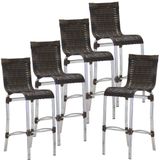 5 Banquetas Alta Haiti Alumínio Fibra Cozinha Balcão Edícula Argila