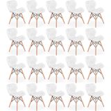 Kit 20 Cadeiras De Jantar Charles Eames Slim Wood Estofada - Branco