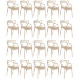 Kit 20 Cadeiras De Jantar Allegra Design Empilhável - Nude