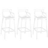 Kit 3 Banqueta Alta Allegra Com Encosto Design Cozinha/bancada - Branco