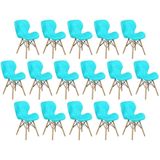 Kit 16 Cadeiras De Jantar Charles Eames Slim Wood Estofada - Tiffany