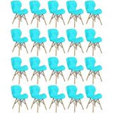 Kit 20 Cadeiras De Jantar Charles Eames Slim Wood Estofada - Tiffany
