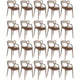 Kit 20 Cadeiras De Jantar Allegra Design Empilhável - Marrom