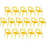 Kit 16 Cadeiras De Jantar Allegra Design Empilhável - Amarelo
