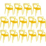 Kit 14 Cadeiras De Jantar Allegra Design Empilhável - Amarelo