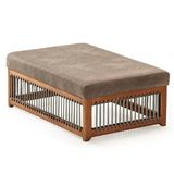 Puff Luck Ozki 44 Cm (altura) Madeira Eucalipto Cedro Tecido Marrom Corda Redonda Prata