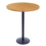 Mesa Bistrô Zeta Ferro Preto 111,50 Cm Alt Base Disco Tampo Mdp Redondo 70 Cm Larg X 2,50 Cm Samba