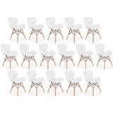 Kit 16 Cadeiras De Jantar Charles Eames Slim Wood Estofada - Branco