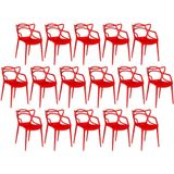 Kit 16 Cadeiras De Jantar Allegra Design Empilhável - Vermelho