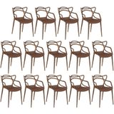 Kit 14 Cadeiras De Jantar Allegra Design Empilhável - Marrom