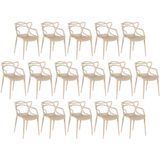 Kit 16 Cadeiras De Jantar Allegra Design Empilhável - Nude