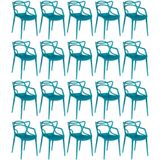 Kit 20 Cadeiras De Jantar Allegra Design Empilhável - Turquesa