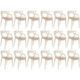 Kit 18 Cadeiras De Jantar Allegra Design Empilhável - Nude