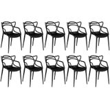 Kit 10 Cadeiras De Jantar Allegra Prática Empilhável - Preto