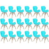 Kit 18 Cadeiras De Jantar Charles Eames Slim Wood Estofada - Tiffany