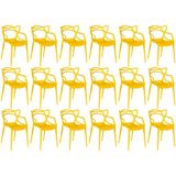 Kit 18 Cadeiras De Jantar Allegra Design Empilhável - Amarelo