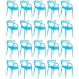 Kit 20 Cadeiras De Jantar Allegra Design Empilhável - Azul