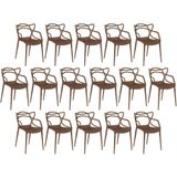 Kit 16 Cadeiras De Jantar Allegra Design Empilhável - Marrom