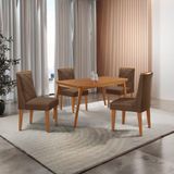 Mesa De Jantar Copper 120cm Tampo Mdf 4 Cadeiras Moderna Veludo Marrom/naturalle/naturalle