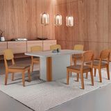 Mesa De Jantar Isadora 180cm Tampo Mdf Vidro Com 6 Cadeiras Tork /off /naturale /serig Off