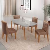 Mesa De Jantar Copper 120cm Tampo Mdf 4 Cadeiras Moderna Tork/off/naturale/serig. Off