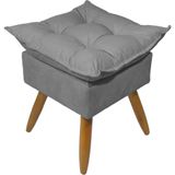 Puff Decorativo Quadrado Para Sala Quarto Penteadeira Recepção Alice Pé Palito Castanho Suede