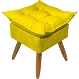 Puff Decorativo Quadrado Para Sala Quarto Penteadeira Recepção Alice Pé Palito Castanho Suede