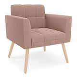 Poltrona Sala De Estar Pé Palito Natural Elisa Bouclê D03 - D?rossi Cor Rose