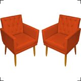 Kit 2 Poltronas Decorativa Para Sala Recepção Nina Capitonê Suede Cores Pé Palito