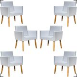 Kit 6 Poltronas Decorativa Para Sala Recepção Consultório Nina Corino Cores Pé Palito 30 Cm Castanho