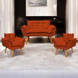 Kit Namoradeira Decorativa + 2 Poltronas Para Sala Recepção Manicure Consultório Alice Suede
